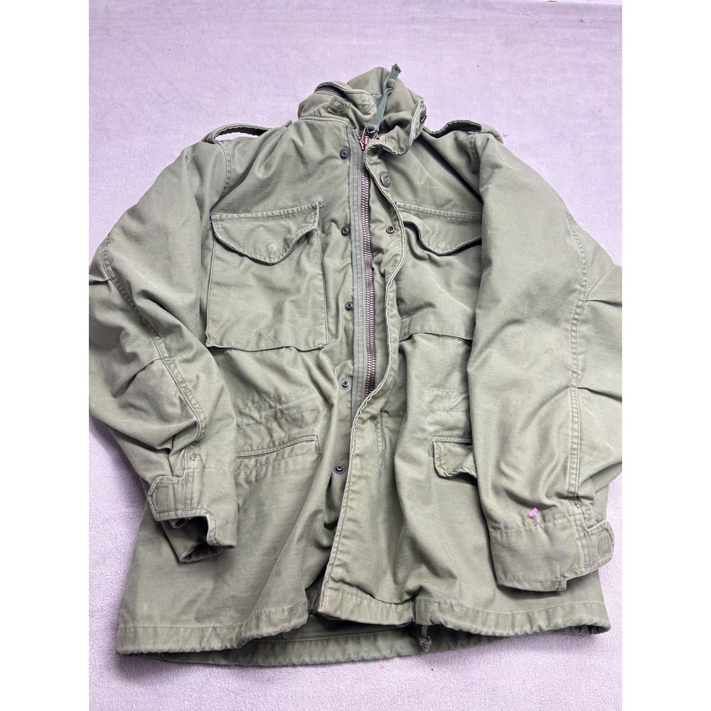 Vintage Alpha Industries M-65 Field Coat 1972 Military Jacket Small Short Green